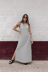 Vestido Largo sin mangas - Rayas Negras